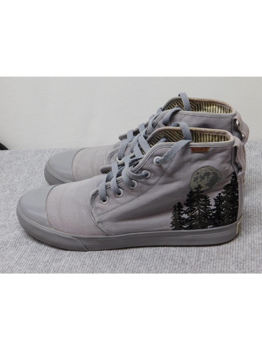 BANGS Shoes Mens Size 8 Gray Canvas High Top Sneakers Carolina Trees Casual